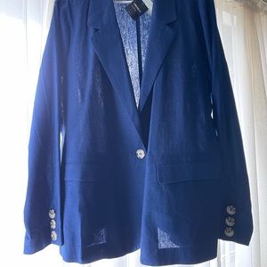 Blue sheer linen blazer